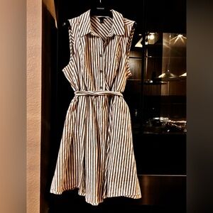 Torrid Cream & Taupe Striped Shirtdress Belted Size 1